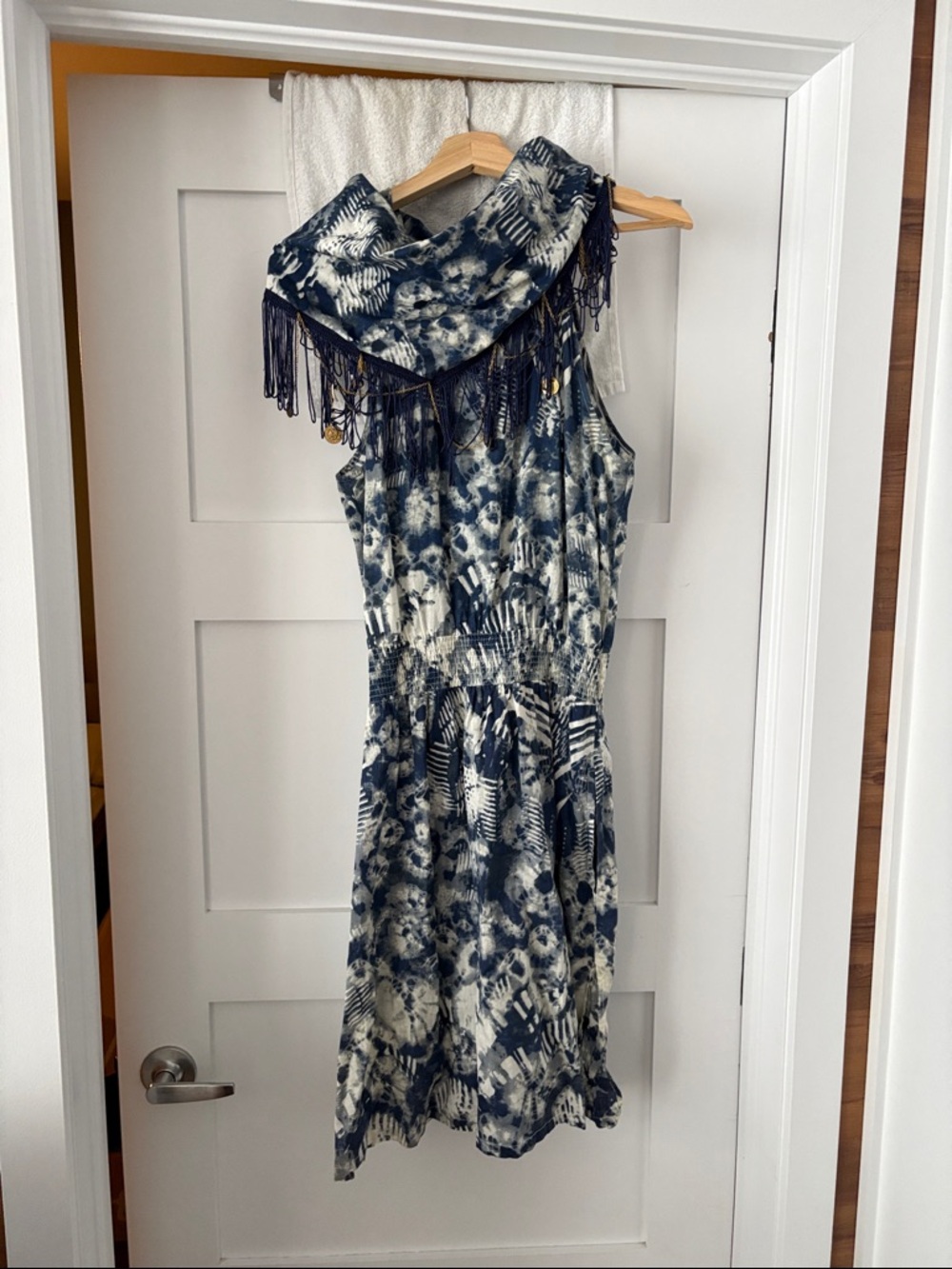 Desigual Navy and White Tie-Dye Midi Dress